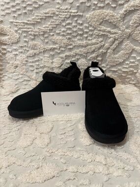 Koolaburra Black Faux-Shearling Slip-On Clogs#622